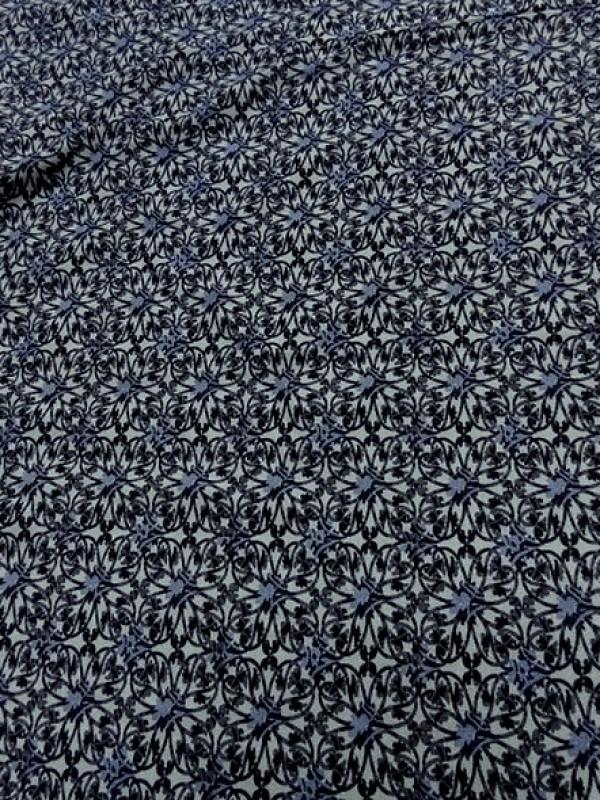 Jersey viscose lycra carres de fleurs bleues 1 