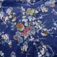 Jersey viscose lycra fond bleuet petites fleurs 1
