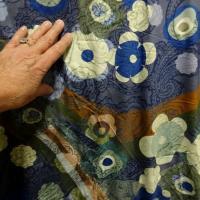 Jersey viscose lycra motif fleuri vintage bleu 5