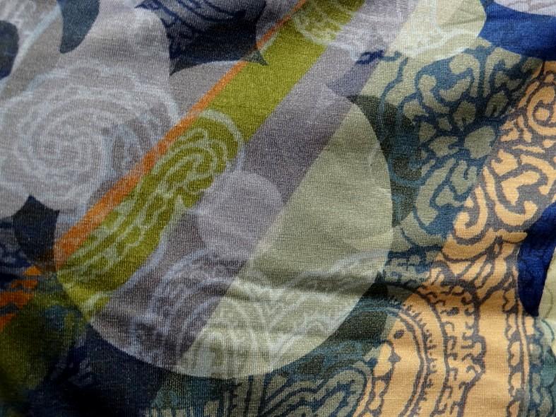 Jersey viscose lycra motif fleuri vintage bleu 8