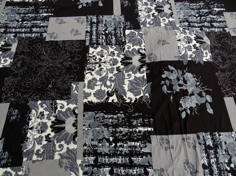 Jersey viscose lycra patchwork noir blanc et gris 2
