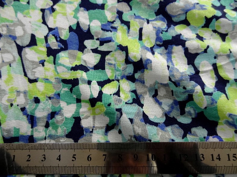 Jersey viscose lycra vert anis turquoise et marine 1