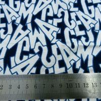 Jersey viscose motif lettrage majuscule bleu blanc 2 