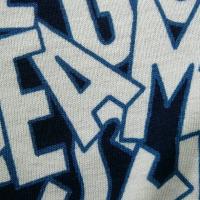 Jersey viscose motif lettrage majuscule bleu blanc 3 