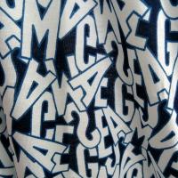 Jersey viscose motif lettrage majuscule bleu blanc 4 