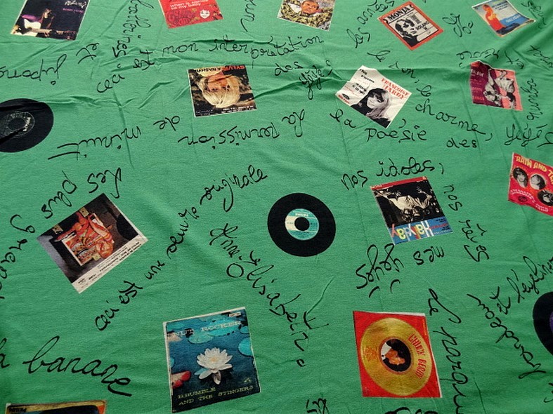 Jersey viscose motif pochettes vinyle annees 50 1