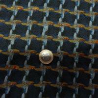 Lainage bleu petrole pied de coq inverse bleu canard et ocre 2