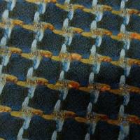 Lainage bleu petrole pied de coq inverse bleu canard et ocre