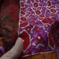 Lainage leger patchwork rouge groseille rose violace et cuivre 2 