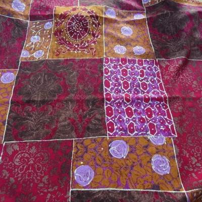 Lainage leger patchwork rouge groseille rose violace et cuivre 6 