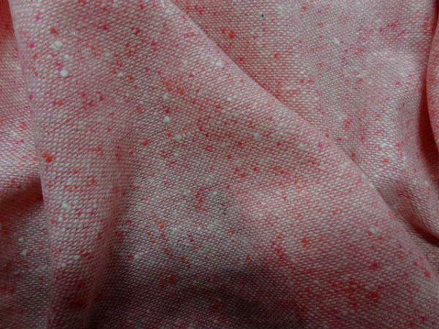 Lainage leger rose dragee chine blanc et corail 1