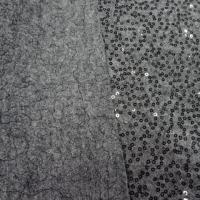 tissu laine bouillie grise avec sequins