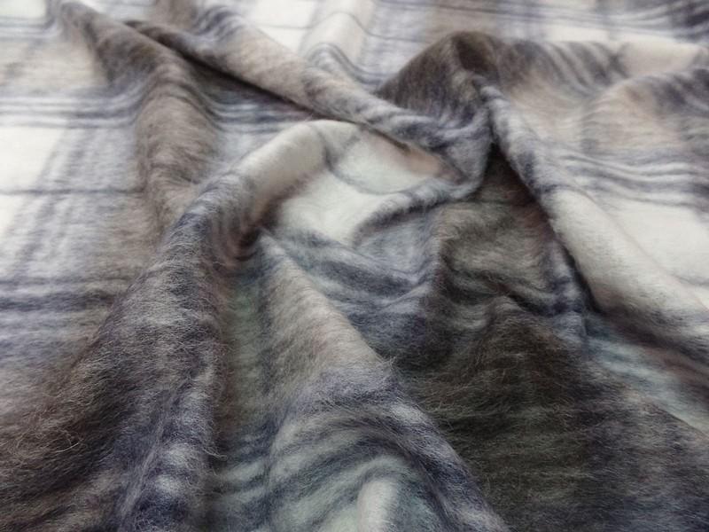 Laine jersey carreaux tartan gris beige 1