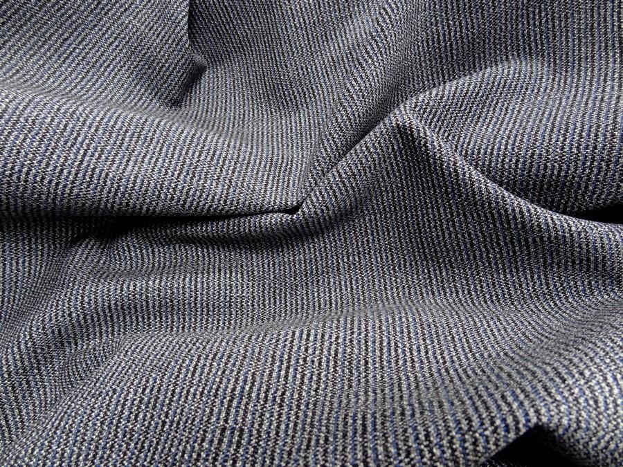 Laine rayee noir gris et bleu froid 1