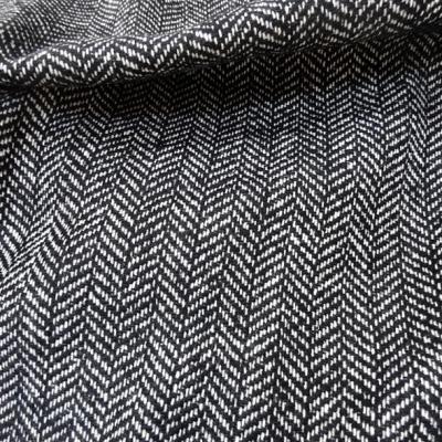 Laine tweed a chevrons noir et blanc