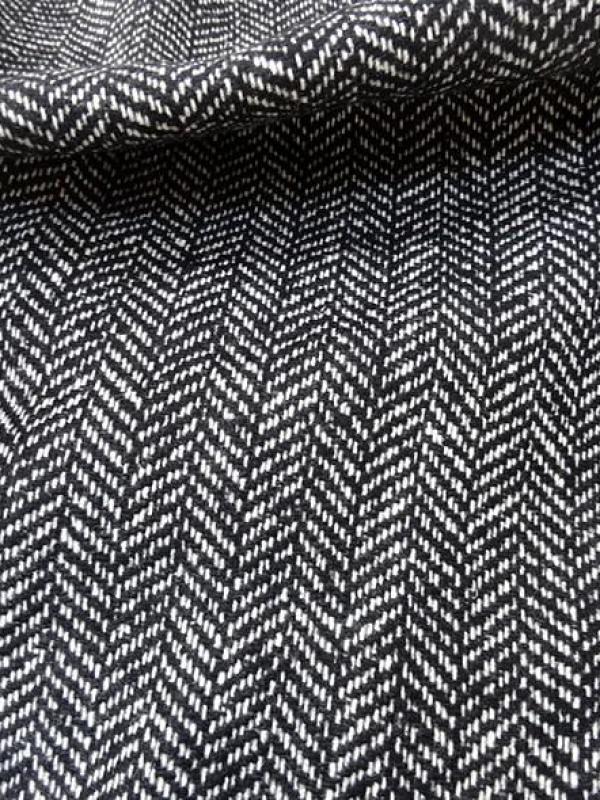 Laine tweed a chevrons noir et blanc