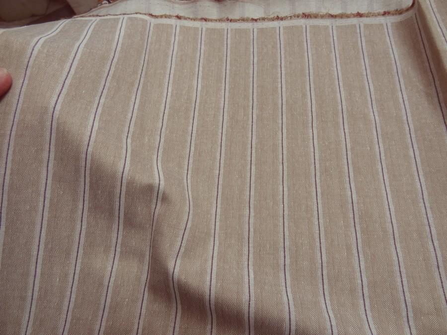 Lin a chevrons et rayures beige 2
