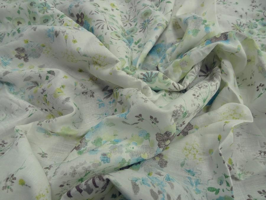 Lin blanc casse fleuri taupe bleu vert jaune 1 1