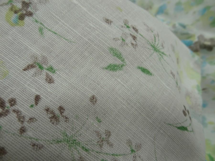 Lin blanc casse fleuri taupe bleu vert jaune 2