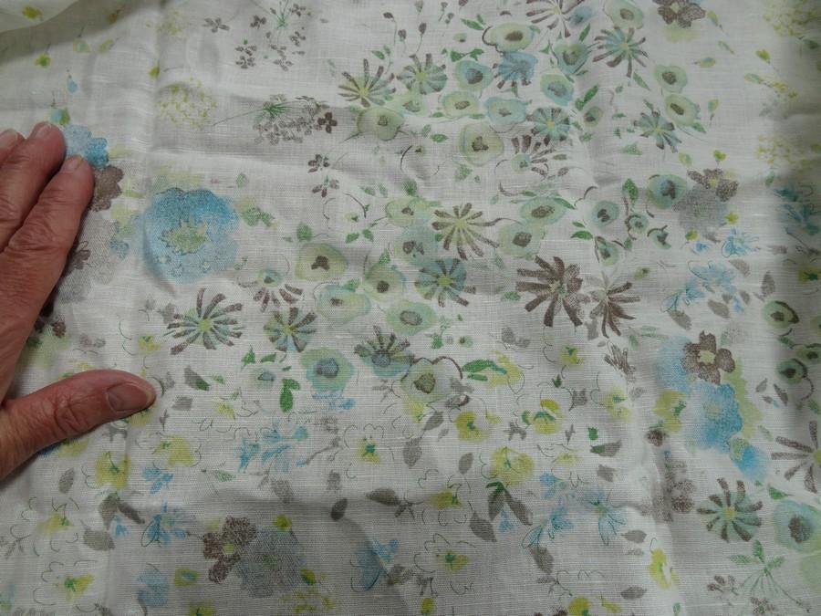 Lin blanc casse fleuri taupe bleu vert jaune 3