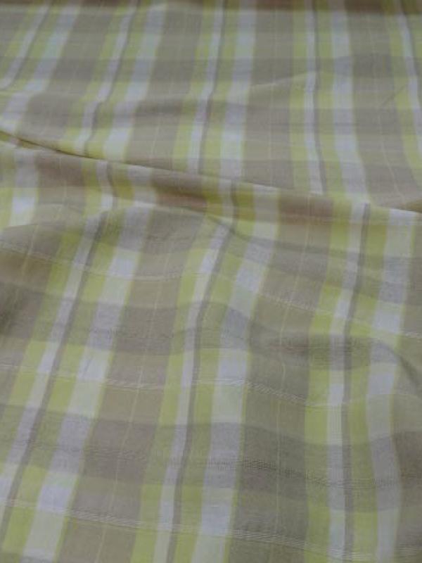 Lin blanc casse taupe jaune carreaux 1 2 