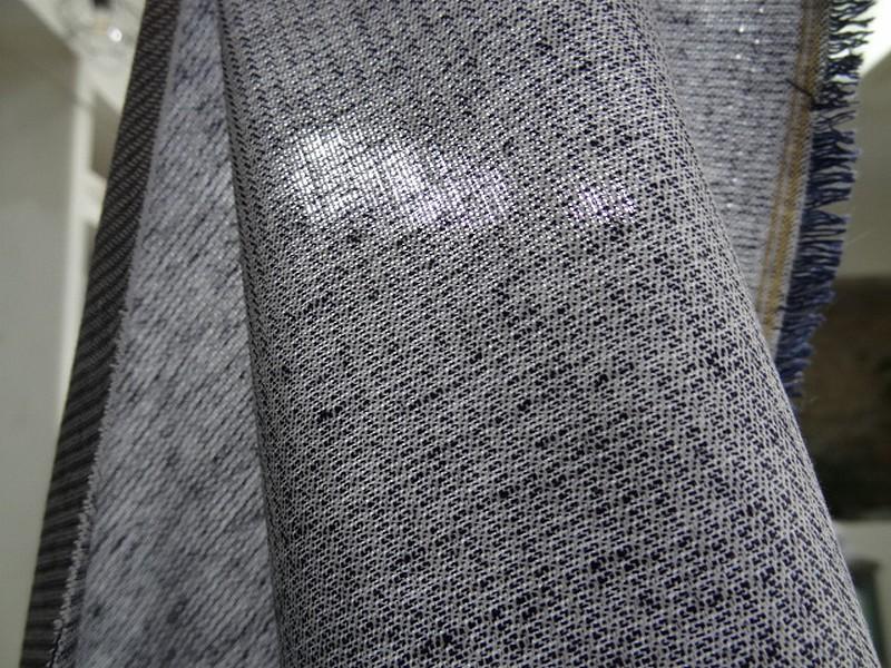 Lin finement raye bleu marine 1