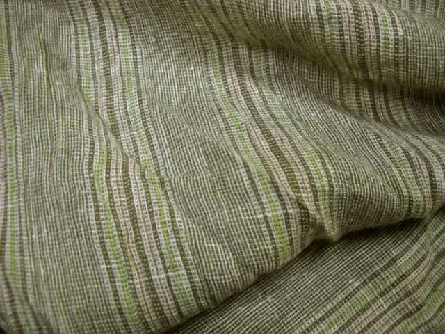 Lin fines rayures kaki tilleul bisque 1