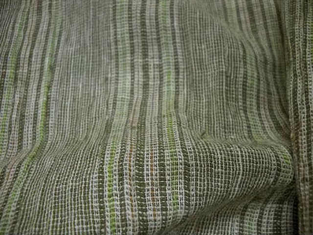 Lin fines rayures kaki tilleul bisque 3