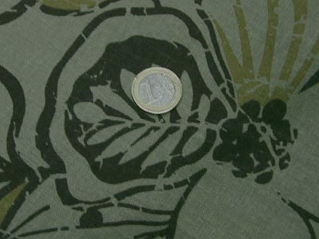 Lin kaki clair fleurs cachou et ocre 3