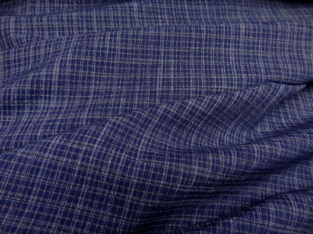 Lin polyester bleu carreaux 1 