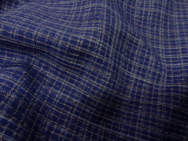 Lin polyester bleu carreaux 3 