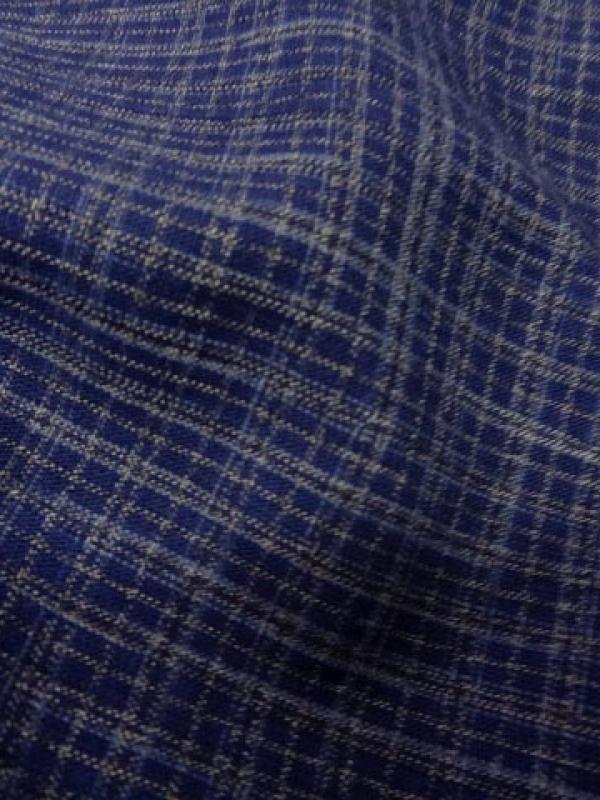 Lin polyester bleu carreaux 3