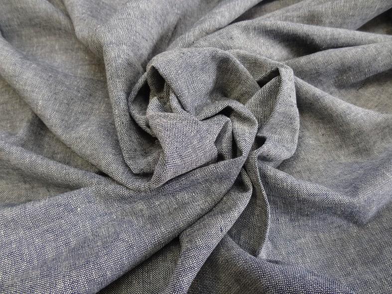 Lin teinte bleu blanc chambray 1