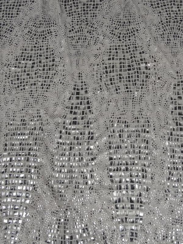 Lycra blanc application paillettes croco 1