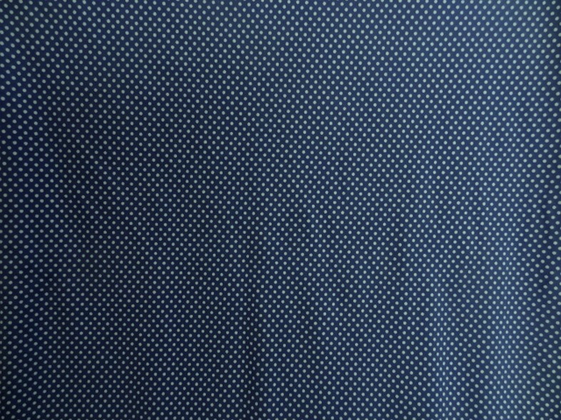 Lycra bleu denim a petits pois blancs 1