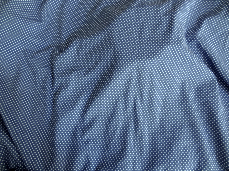 Lycra bleu denim a petits pois blancs 3