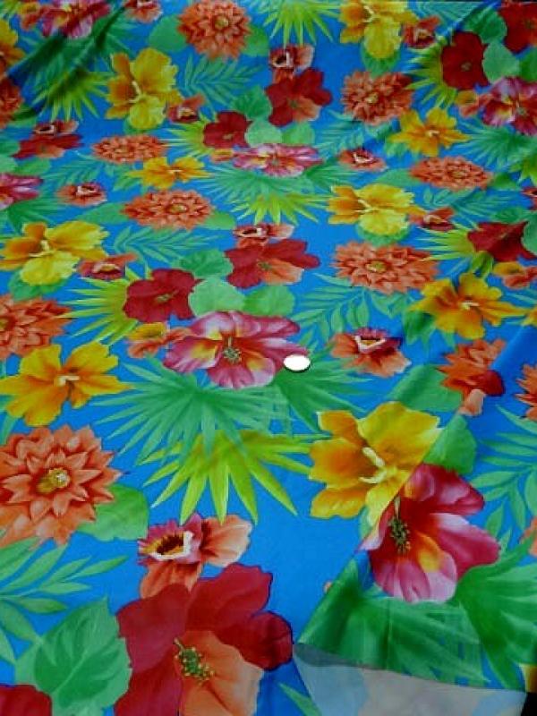 Lycra bleu hibiscus et dahlias 1 