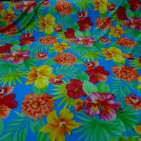 Lycra bleu hibiscus et dahlias 2 