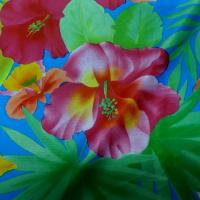 Lycra bleu hibiscus et dahlias 4 