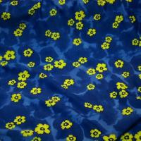 Lycra bleu saphir tapis de fleurs 1