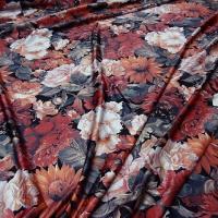 Lycra dahlias tournesol satin teintes d automne 2