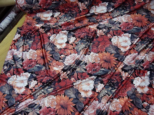 Lycra dahlias tournesol satin teintes d automne 3