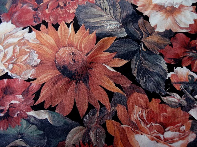 Lycra dahlias tournesol satin teintes d automne 4