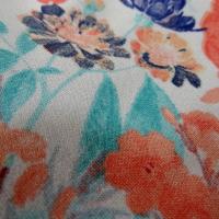 Lycra fin blanc fleuri teintes saumon bleu 3 