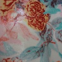 Lycra fin blanc fleuri teintes saumon bleu 4 