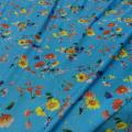 Lycra fin bleu azur fleuri 1 