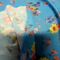 Lycra fin bleu azur fleuri 2 