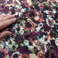 Lycra fin fleuri prune et vert bouteille 3 