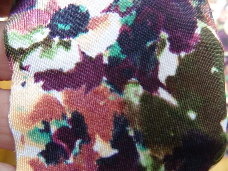 Lycra fin fleuri prune et vert bouteille 5