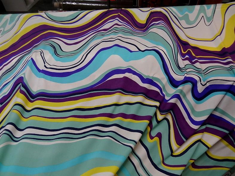 Lycra fin imprime roche magma teinte opale turquoise violet 1
